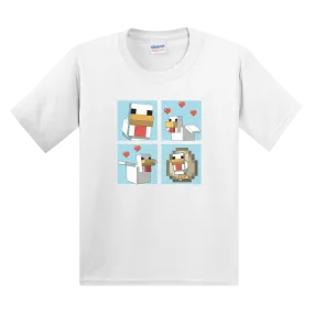 Minecraft Blue Chicken Family Kids Short Sleeve T-Shirt