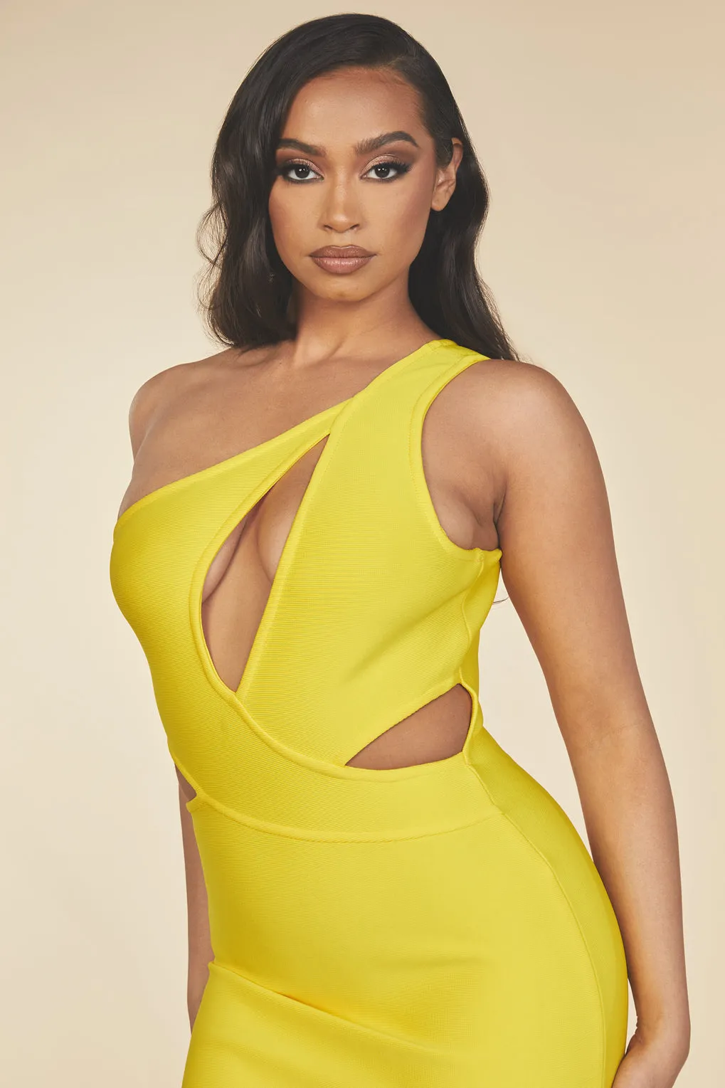 Mirabella Yellow Cutout Bandage Dress