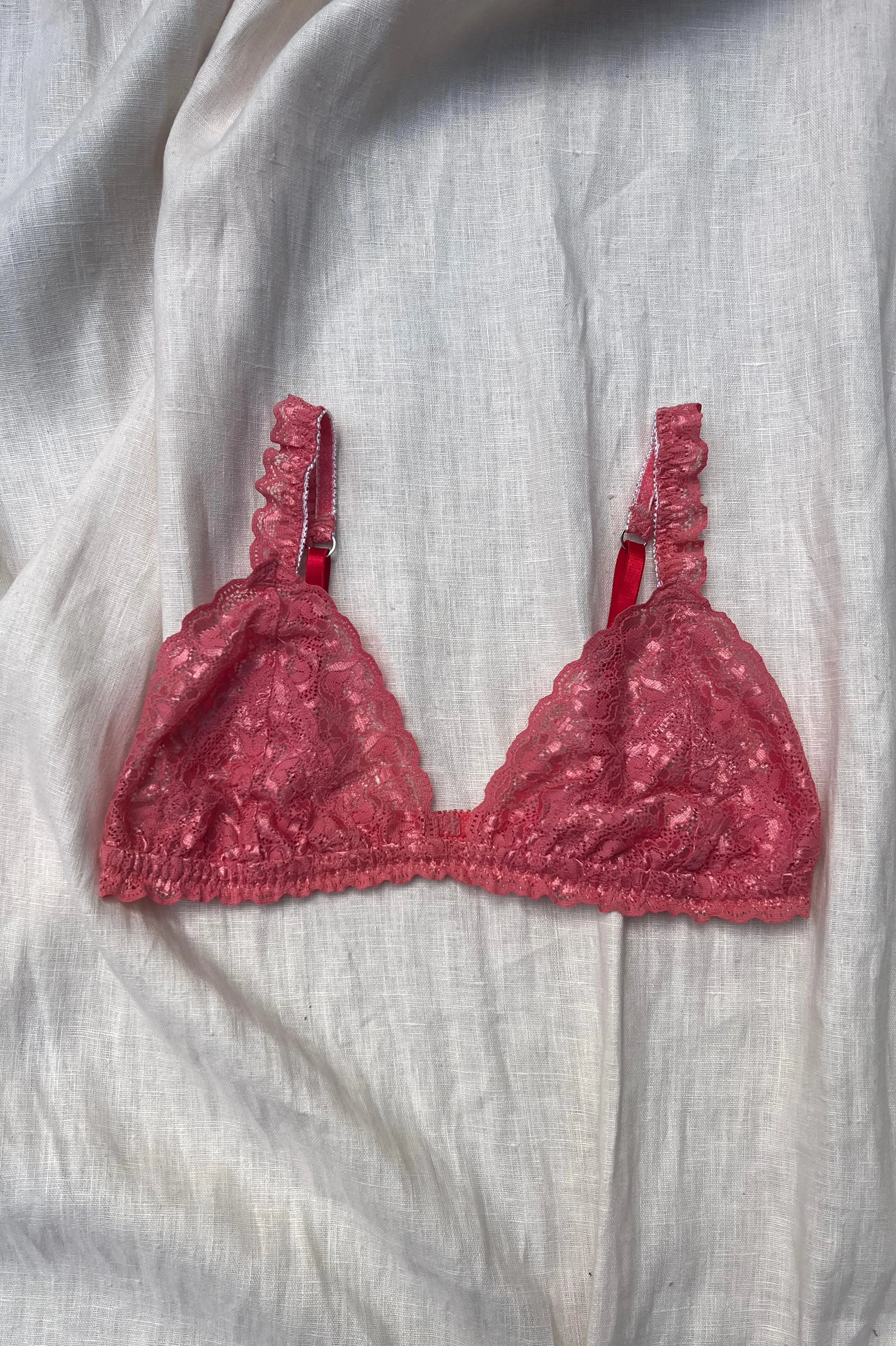 Miranda Triangle Bralette in Pink Lace