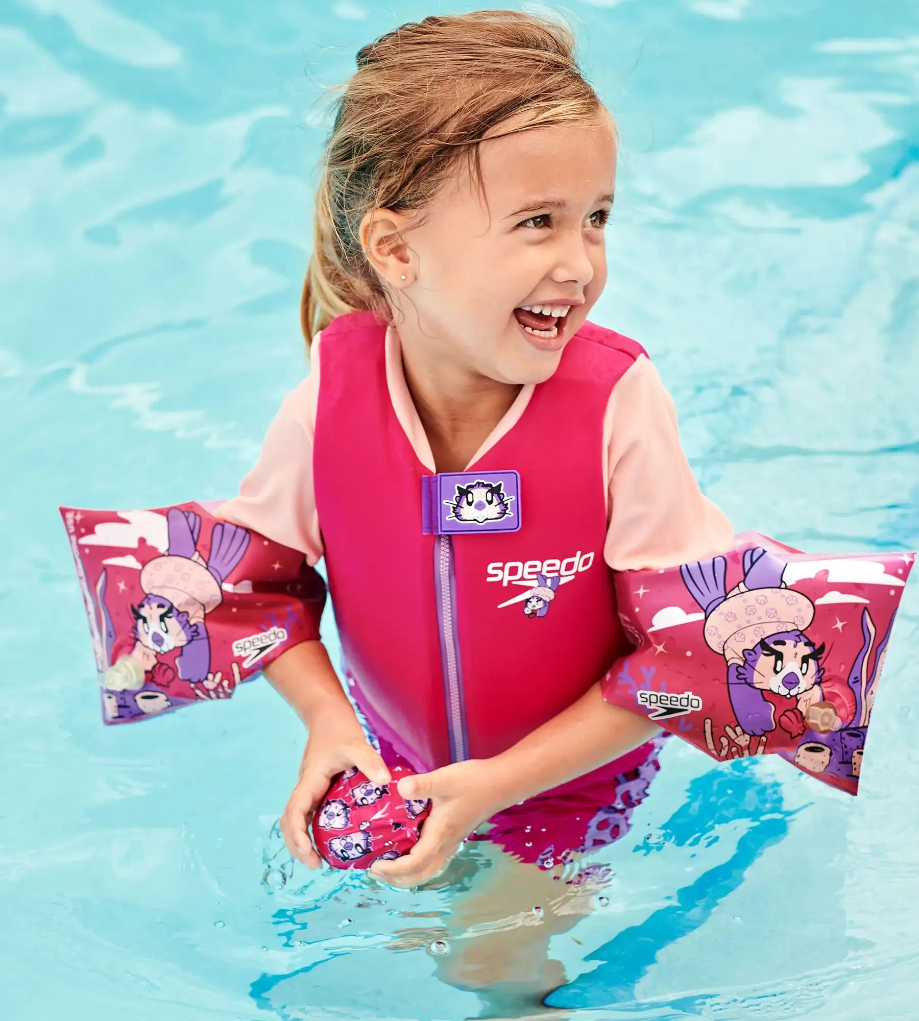 Print Armbands Swim Confidence for Tot's - Pink & Purple