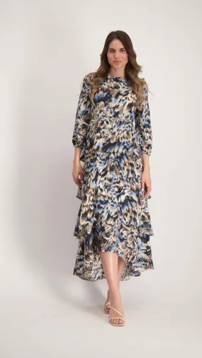 Ruffle Layers Dress / Blue Tie Dye