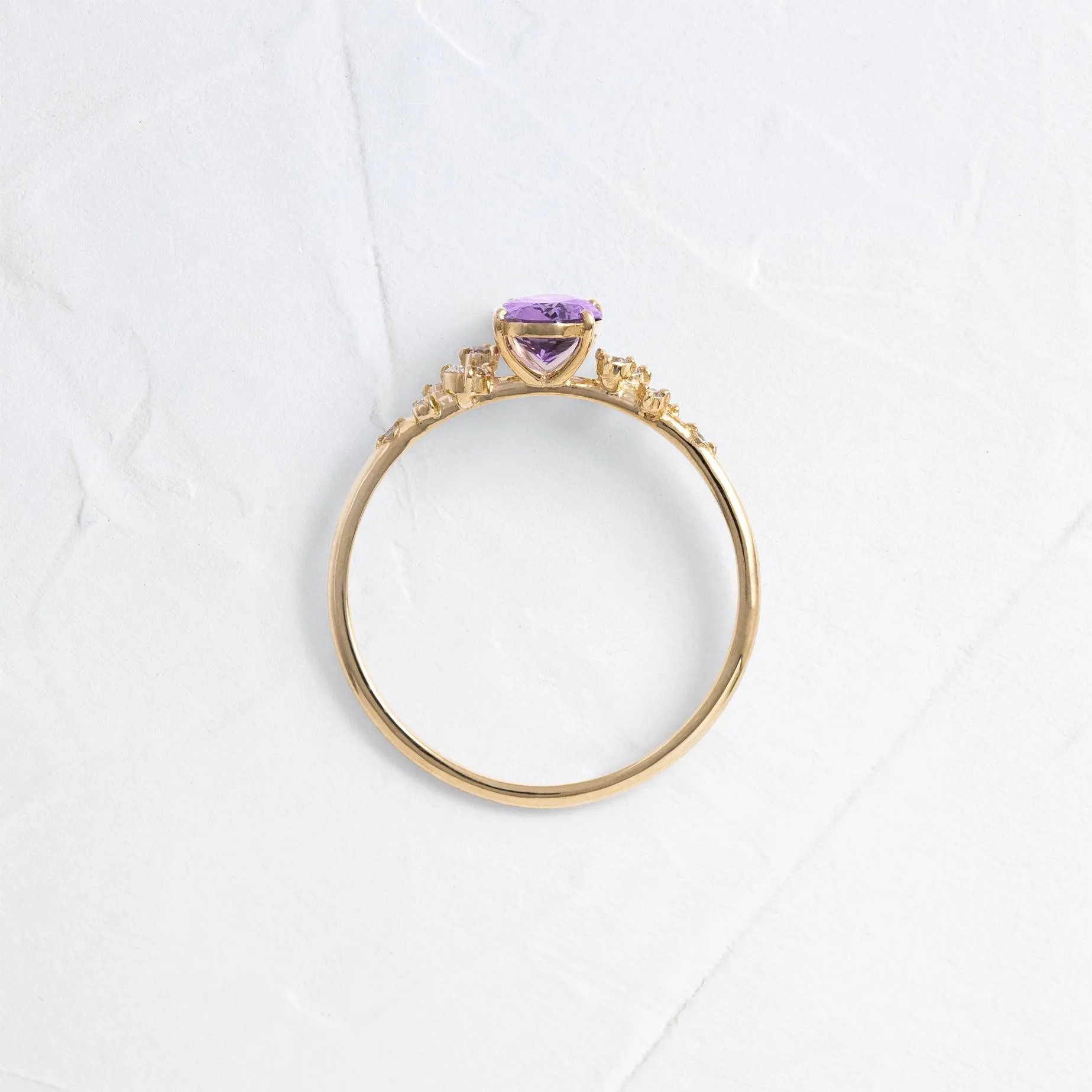 Snowdrift Ring, 0.76ct. Pinkish Purple Sri Lanka Sapphire