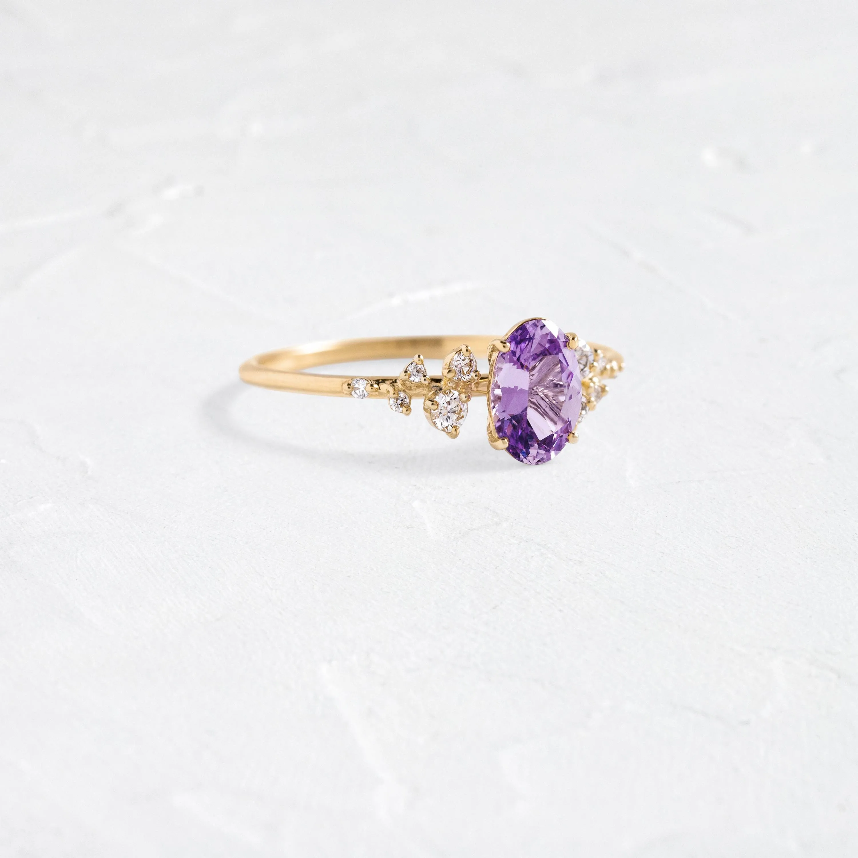 Snowdrift Ring, 0.76ct. Pinkish Purple Sri Lanka Sapphire