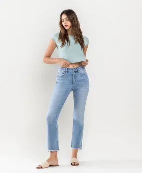 Striving - High Rise Raw Step Hem Crop Flare Jeans