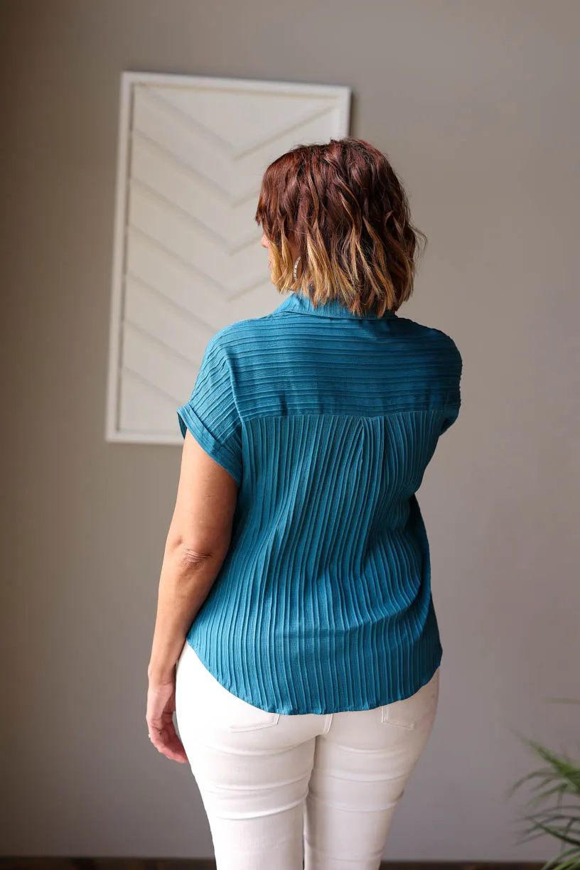 Teal Textured Button Up Shirt