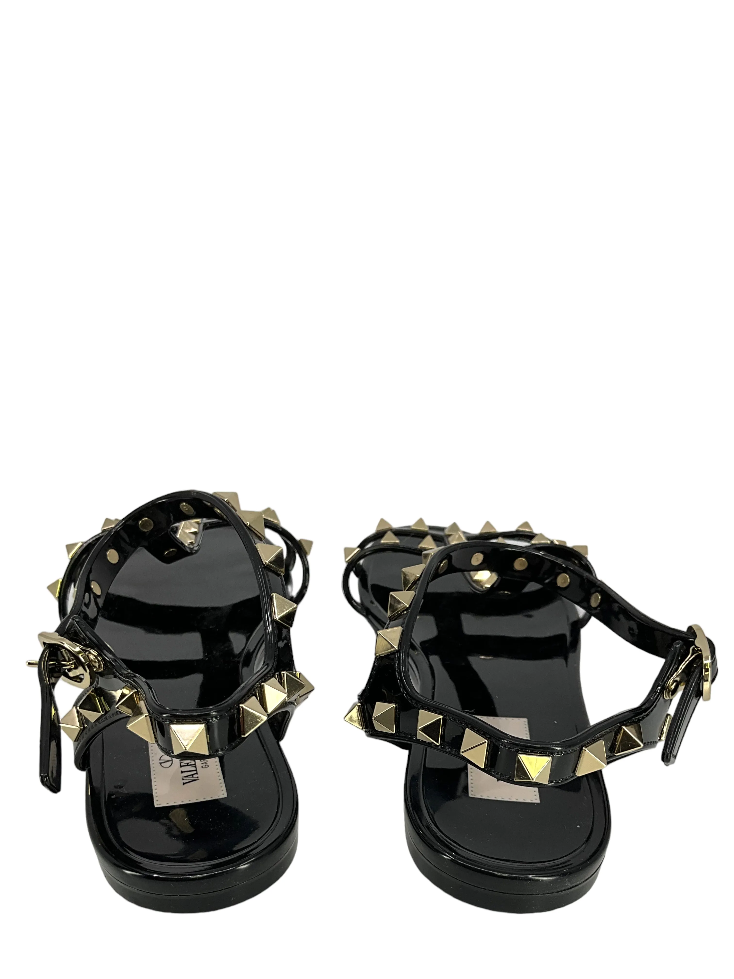 Valentino Jelly Flat Rockstud Ankle Strap Sandals Size 9