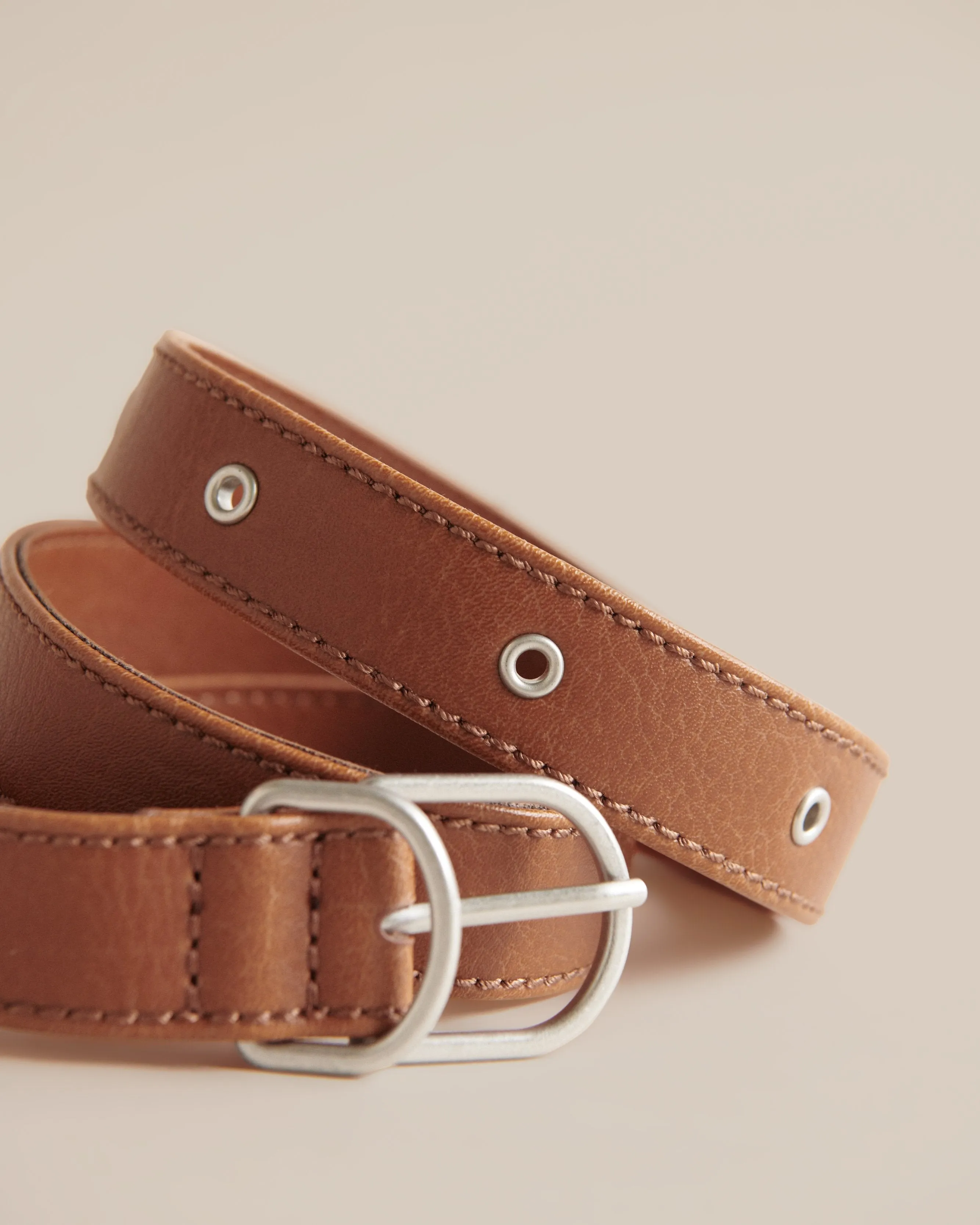 Vegan Leather Skinny Belt