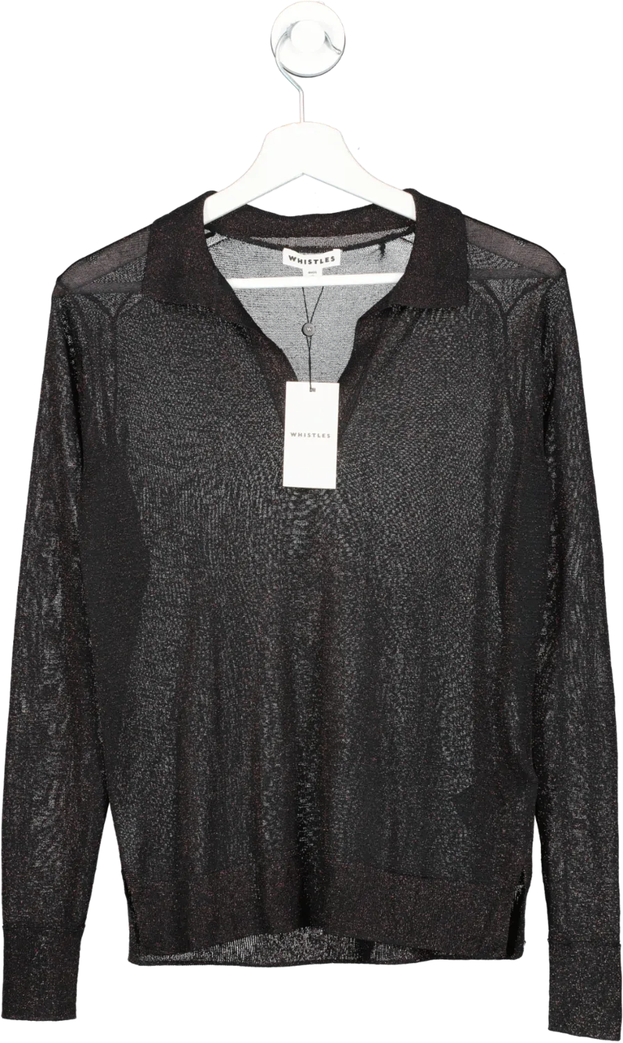 Whistles Black Sparkle Polo Top BNWT UK 6