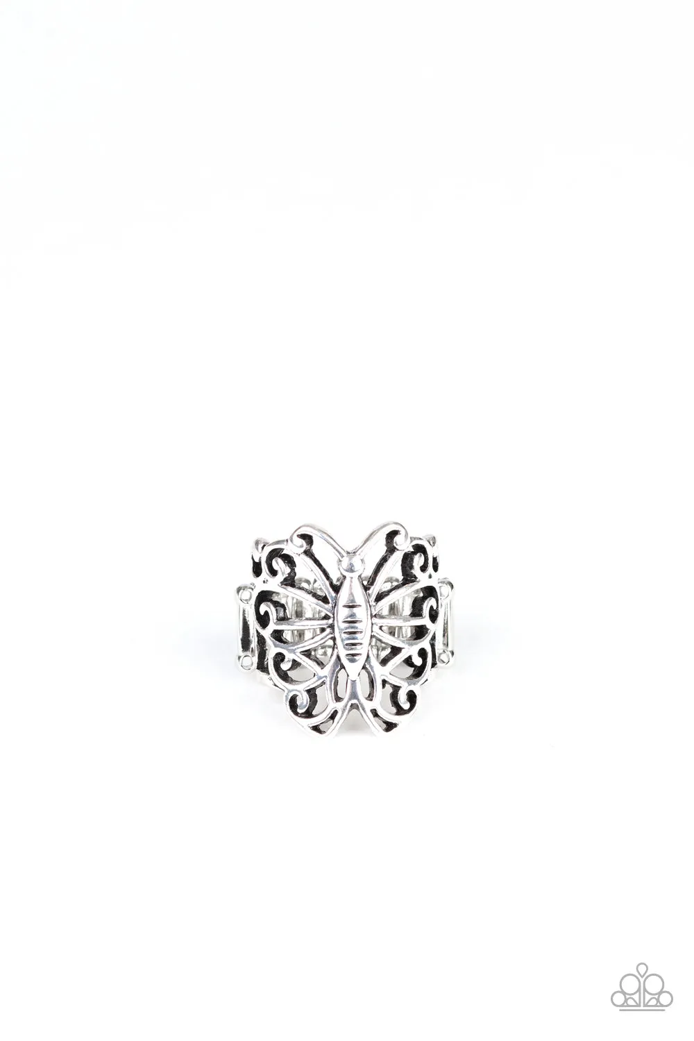 Wouldnt Hurt a BUTTERFLY - Silver Paparazzi Ring